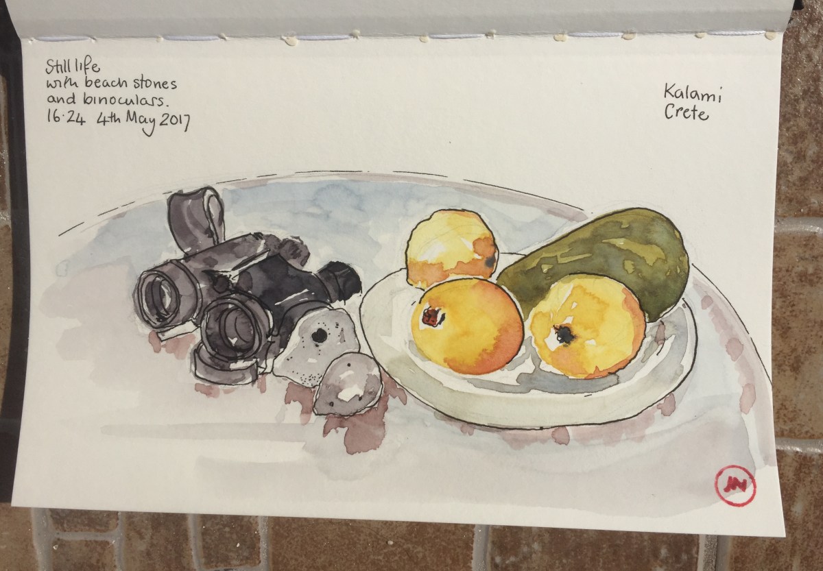 Still life with beach stones and&nbsp;binoculars