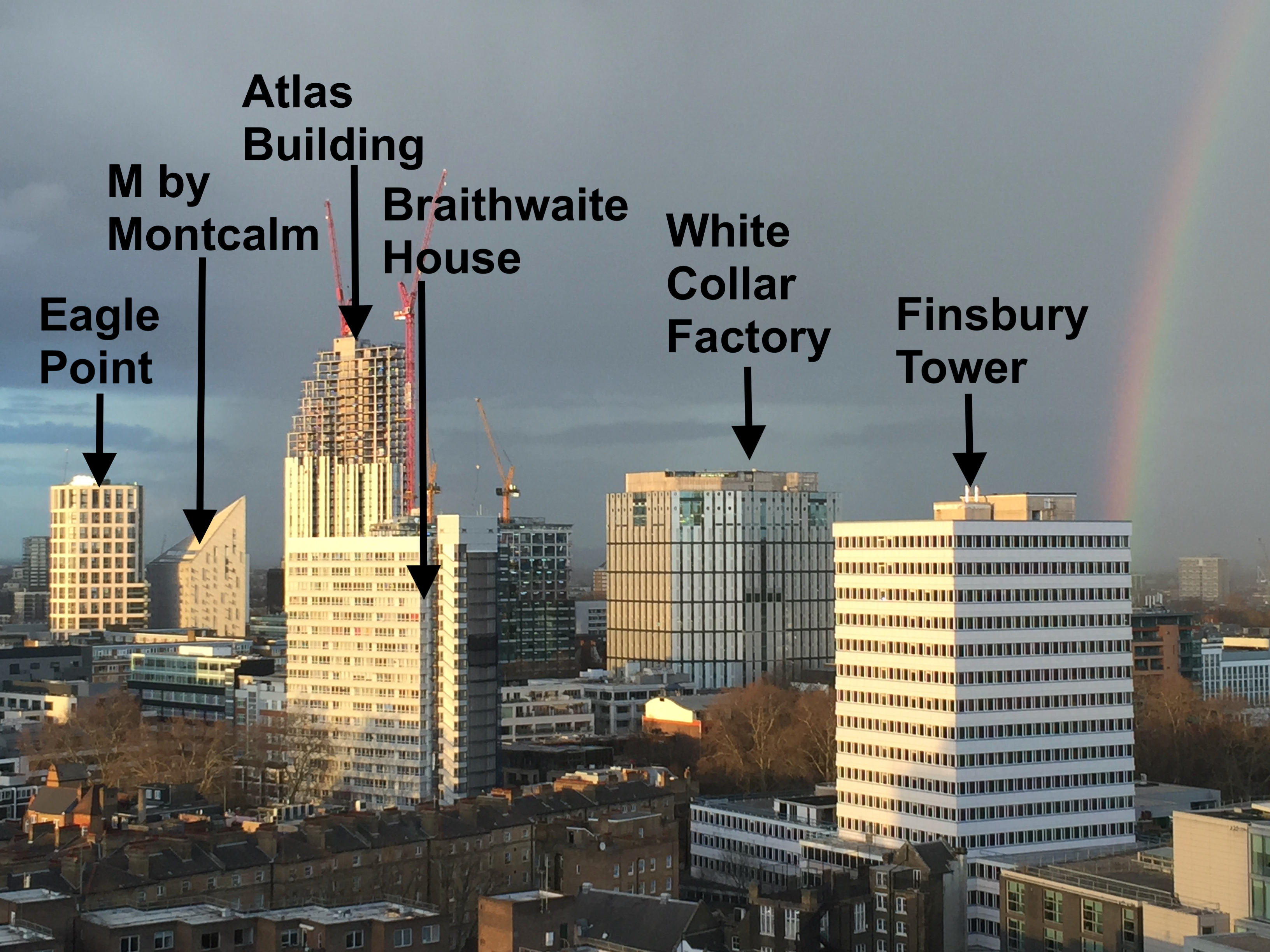 Skyline east with rainbow