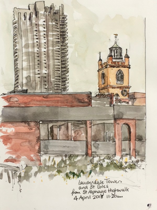 Lauderdale Tower from St Alphage Highwalk&nbsp;EC2