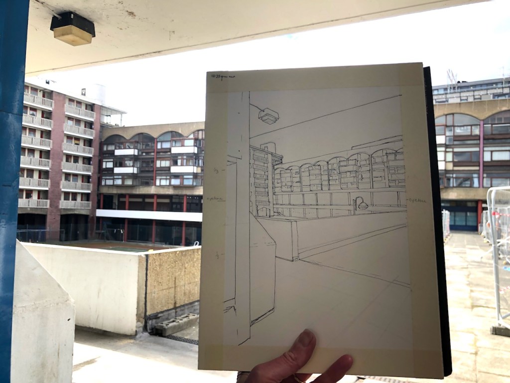 Work in progress with pen and ink