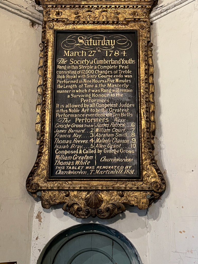 The Society of Cumbernauld Youths in 1784 rang a complete peal of 12000 changes of Treble Bob Royal, taking nine hours and and five minutes.