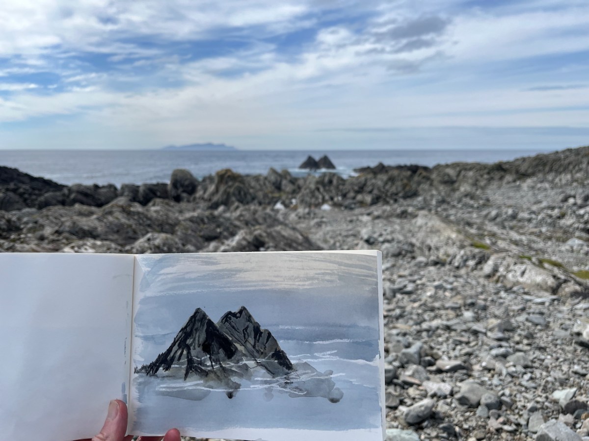 Sketching coastal rocks in Shetland&nbsp;2025
